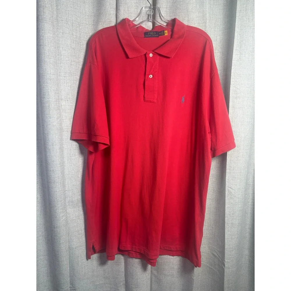 Polo Ralph Lauren Men 2XB Red Pique Short Sleeve Pony Logo Polo Shirt Big & Tall